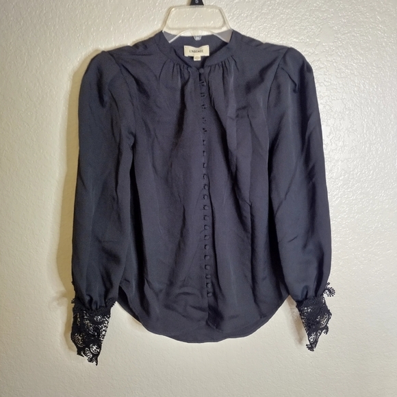 L'agence Ava Blouse Long Sleeve Laced Cuffs Sz Xs - Picture 2 of 10